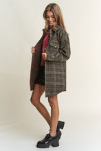 Load image into Gallery viewer, J.NNA Snap Down Tweed Plaid Contrast  Longline Shacket