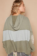 Load image into Gallery viewer, POL Openwork Contrast Dropped Shoulder Hoodie