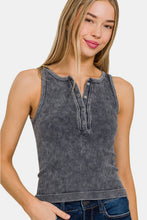 Load image into Gallery viewer, Zenana Washed Ribbed Half Snap Seamless Tank