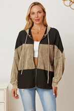 Load image into Gallery viewer, Waffle-Knit Drawstring Hooded Outerwear