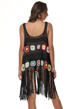 Load image into Gallery viewer, Openwork Fringe Detail Embroidery Sleeveless Cover-Up