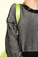 Load image into Gallery viewer, VERY J Exposed Seam Cropped Striped Slit Sweater