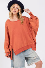 Load image into Gallery viewer, SAGE + FIG Mineral Wash Side Slit Oversized Sweatshirt