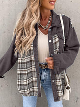 Load image into Gallery viewer, Plaid Button Up Dropped Shoulder Jacket