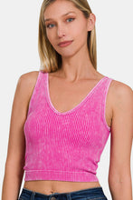 Load image into Gallery viewer, Zenana Washed Ribbed Cropped Bra Padded Tank