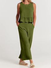 Load image into Gallery viewer, Full Size Round Neck Top and Wide Leg Pants Set