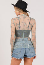 Load image into Gallery viewer, SAGE + FIG Mesh Long Sleeve Sheer Floral Embroidery Top