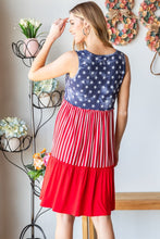 Load image into Gallery viewer, Heimish Full Size US Flag Theme Contrast Tank Dress