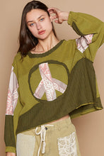 Load image into Gallery viewer, POL Long Sleeve Cut Sew Peace Emblem Top