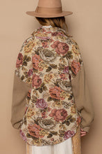 Load image into Gallery viewer, POL Contrast Sleeves Button Down Floral Jacquard Shirt