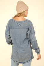 Load image into Gallery viewer, VERY J Washed V-Neck Exposed Seam Knit Top