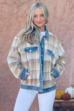 Load image into Gallery viewer, And The Why Full Size Washed Denim Detail Brushed Plaid Jacket