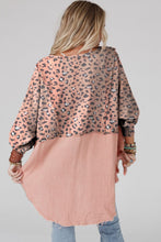 Load image into Gallery viewer, Textured Leopard Dropped Shoulder Blouse