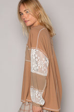 Load image into Gallery viewer, POL V-Neck Lace Balloon Sleeve Exposed Seam Top