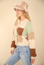 Load image into Gallery viewer, VERY J Color Block Button Down Textured Sweater Cardigan