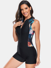 Load image into Gallery viewer, Zip Up Sleeveless One-Piece Swimwear