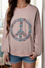 Load image into Gallery viewer, Peace Sign Applique Long Sleeve Sweatshirt