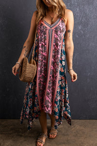 Printed V-Neck Midi Cami Dress