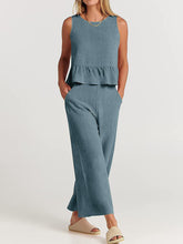 Load image into Gallery viewer, Full Size Round Neck Top and Wide Leg Pants Set