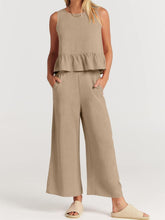 Load image into Gallery viewer, Full Size Round Neck Top and Wide Leg Pants Set