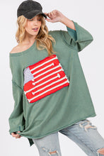 Load image into Gallery viewer, SAGE + FIG Full Size American Flag Patch Drop Shoulder T-Shirt