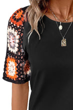 Load image into Gallery viewer, Geometric Round Neck Short Sleeve Blouse