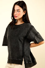 Load image into Gallery viewer, VERY J Round Neck Exposed Seam Slit T-Shirt