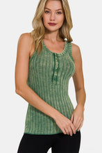 Load image into Gallery viewer, Zenana Washed Ribbed Half Snap Henry Tank