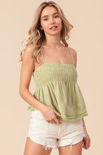 Load image into Gallery viewer, BiBi Fringed Hem Smocked Cami