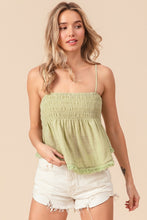 Load image into Gallery viewer, BiBi Fringed Hem Smocked Cami