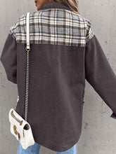 Load image into Gallery viewer, Plaid Button Up Dropped Shoulder Jacket