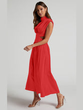 Load image into Gallery viewer, Cutout Mock Neck Sleeveless Ruched Dress