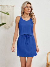 Load image into Gallery viewer, Eyelet Scoop Neck Sleeveless Dress