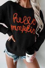 Load image into Gallery viewer, Contrast Letter Round Neck Long Sleeve Sweater