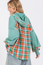 Load image into Gallery viewer, SAGE + FIG Full Size Plaid Print Washed Hoodie