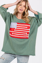 Load image into Gallery viewer, SAGE + FIG Full Size American Flag Patch Drop Shoulder T-Shirt