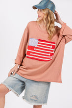 Load image into Gallery viewer, SAGE + FIG Full Size American Flag Patch Drop Shoulder T-Shirt