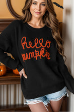 Load image into Gallery viewer, Contrast Letter Round Neck Long Sleeve Sweater