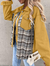 Load image into Gallery viewer, Plaid Button Up Dropped Shoulder Jacket