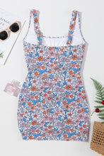 Load image into Gallery viewer, Drawstring Printed Wide Strap Swim Dress