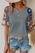 Load image into Gallery viewer, Geometric Round Neck Short Sleeve Blouse