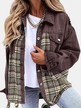 Load image into Gallery viewer, Plaid Button Up Dropped Shoulder Jacket