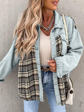 Load image into Gallery viewer, Plaid Button Up Dropped Shoulder Jacket