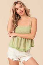 Load image into Gallery viewer, BiBi Fringed Hem Smocked Cami