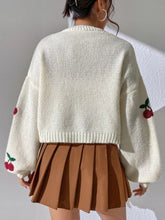 Load image into Gallery viewer, Cherry Graphic Open Front Dropped Shoulder Cardigan