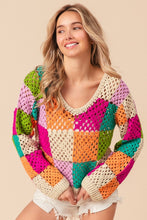 Load image into Gallery viewer, BiBi Multi Color Checkered Long Sleeve Knit Top