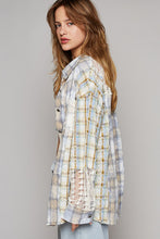 Load image into Gallery viewer, POL Long Sleeve Embroidered Crochet Plaid Shirt