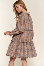 Load image into Gallery viewer, And The Why Full Size Washed Frayed Tiered Plaid Dress