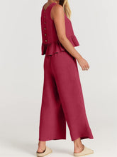 Load image into Gallery viewer, Full Size Round Neck Top and Wide Leg Pants Set