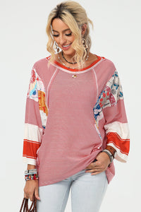 Exposed Seam Wide Sleeve Printed Top